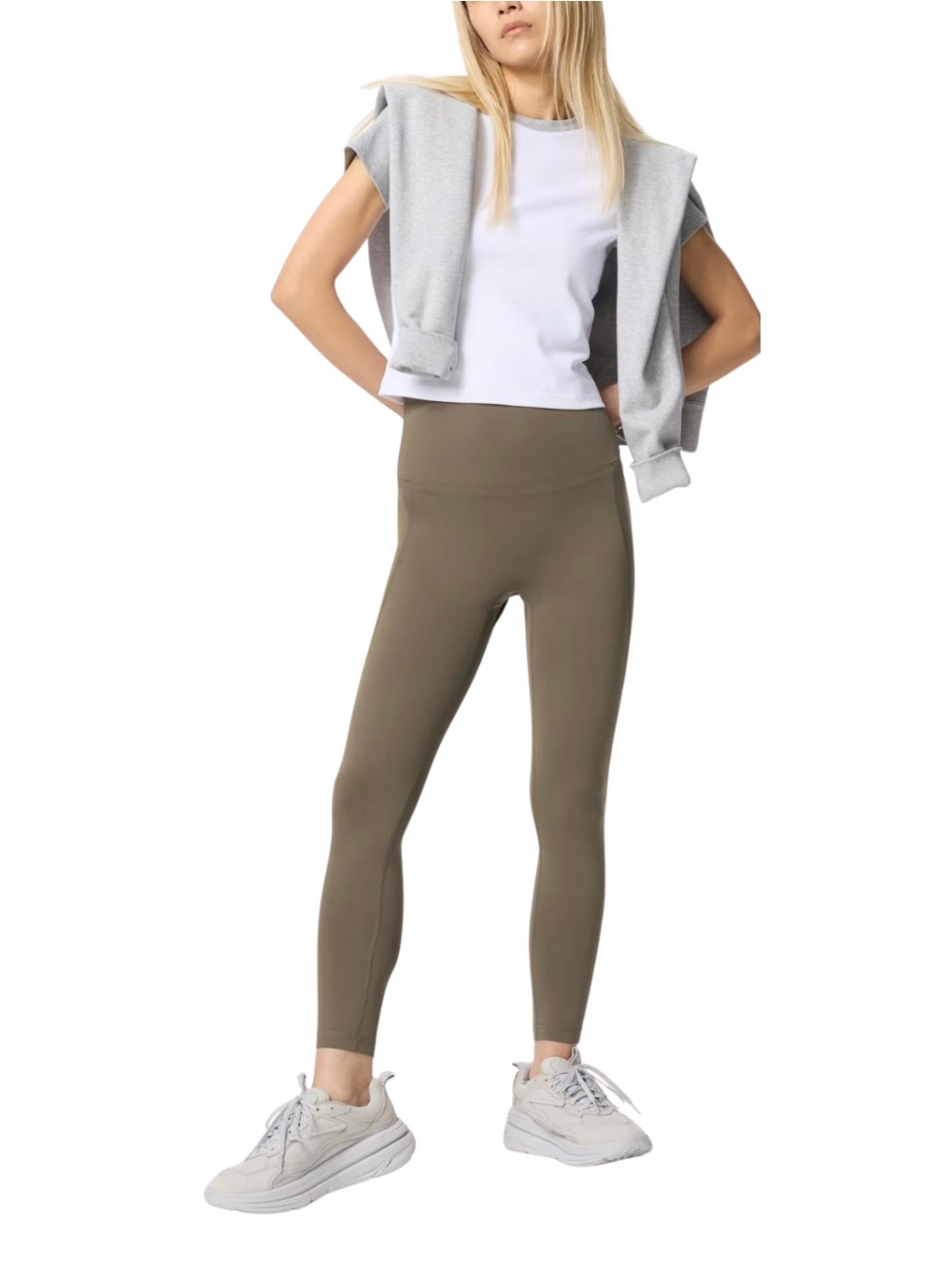 Uniqlo High-Waist Olive Leggings in Khaki Green